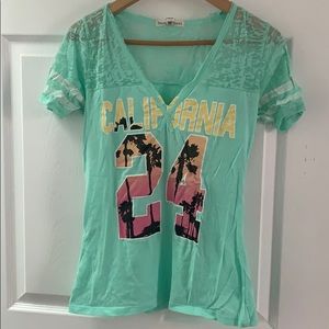 teal/ aqua short sleeve top